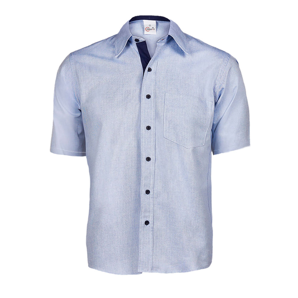 camisa social manga curta azul marinho