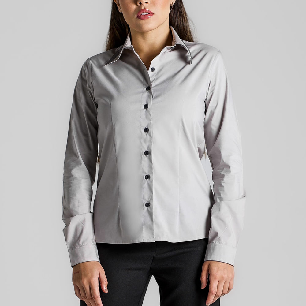 Camisa social shops feminina cinza