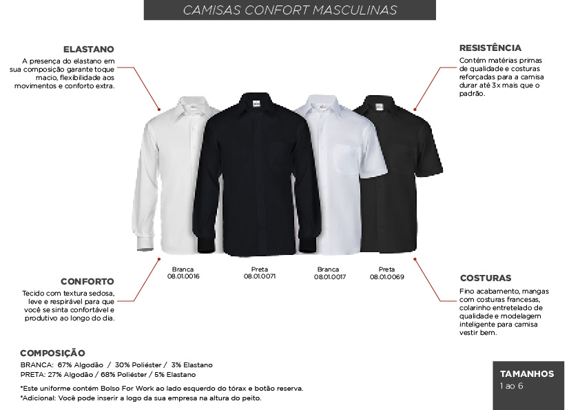 Camisa Confort Branca Manga Longa Masculina - Citerol