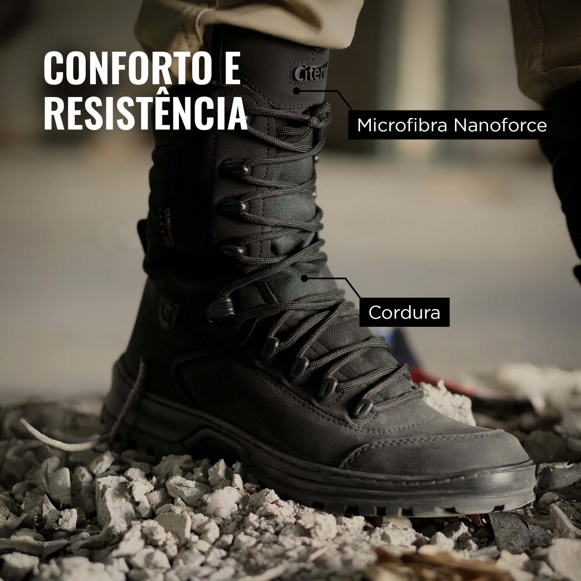 Coturno Brute Sigma com tecnologia Nanoforce e Cordura para máximo conforto e resistência