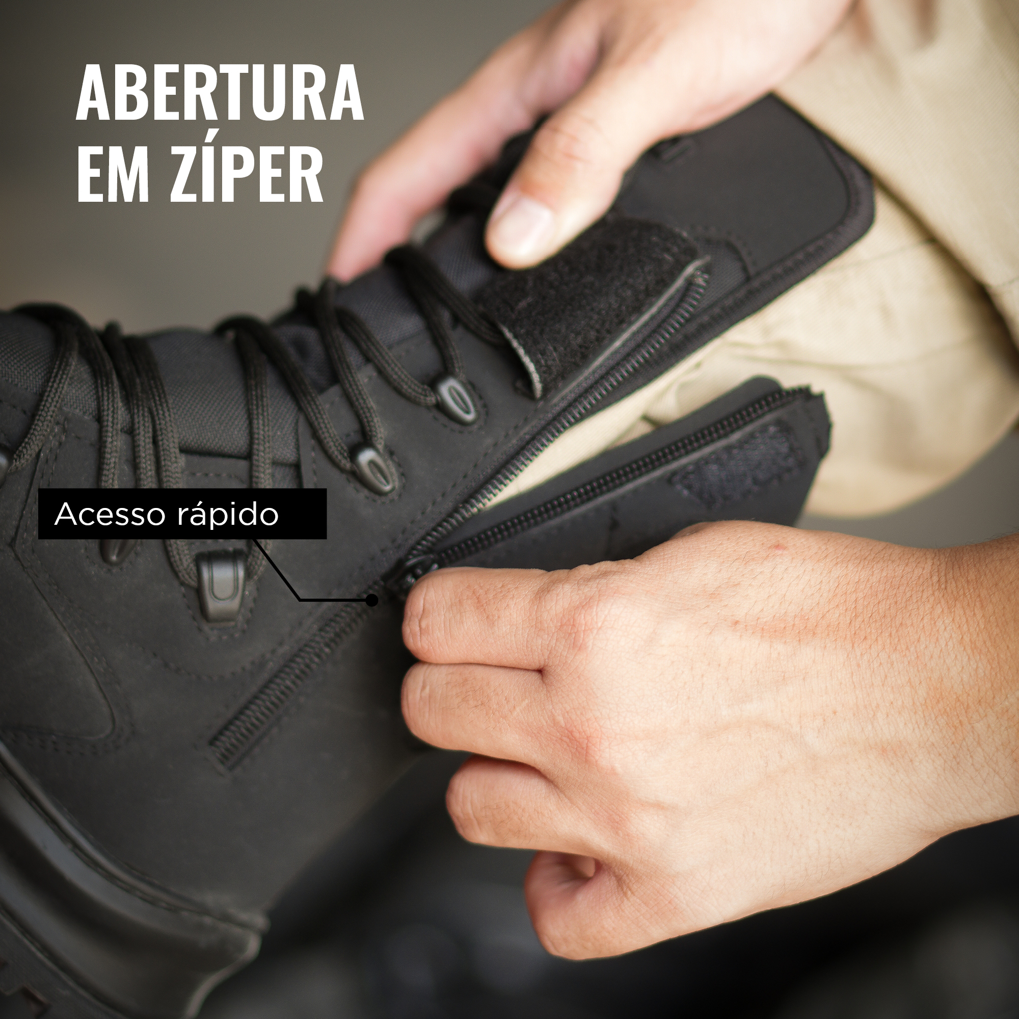 Coturno Brute Sigma com zíper lateral para acesso rápido e praticidade