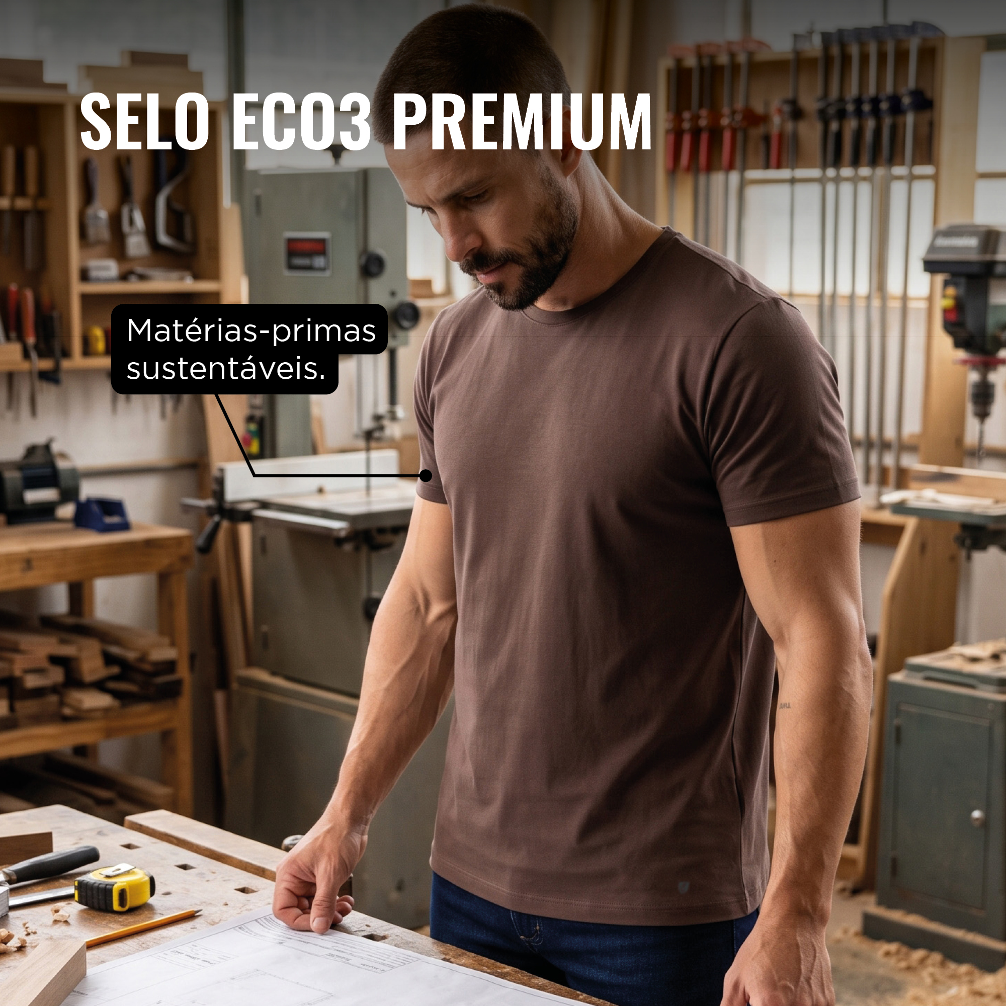 Camiseta Select Prime Algodão Egípcio Marrom Masculina – PERFEITA EM TODOS OS SENTIDOS
